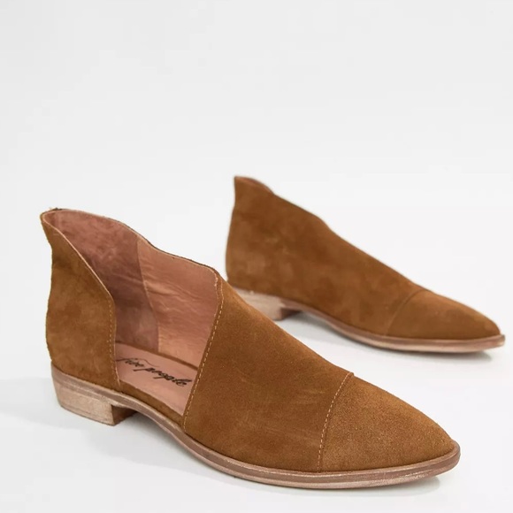 Free People Shoes - Free People Royale flat shoes Brown Leather Suede Mules Slip Ons Booties 38 8